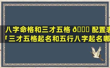 八字命格和三才五格 🐝 配置表「三才五格起名和五行八字起名哪个 🐝 准」